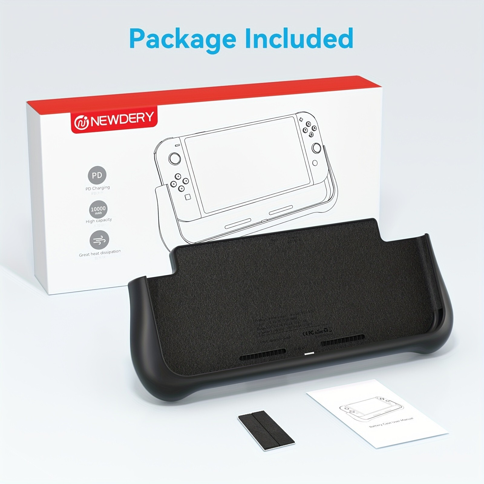NEWDERY External Battery Station for Nintendo Switch/Switch OLED Charger Case