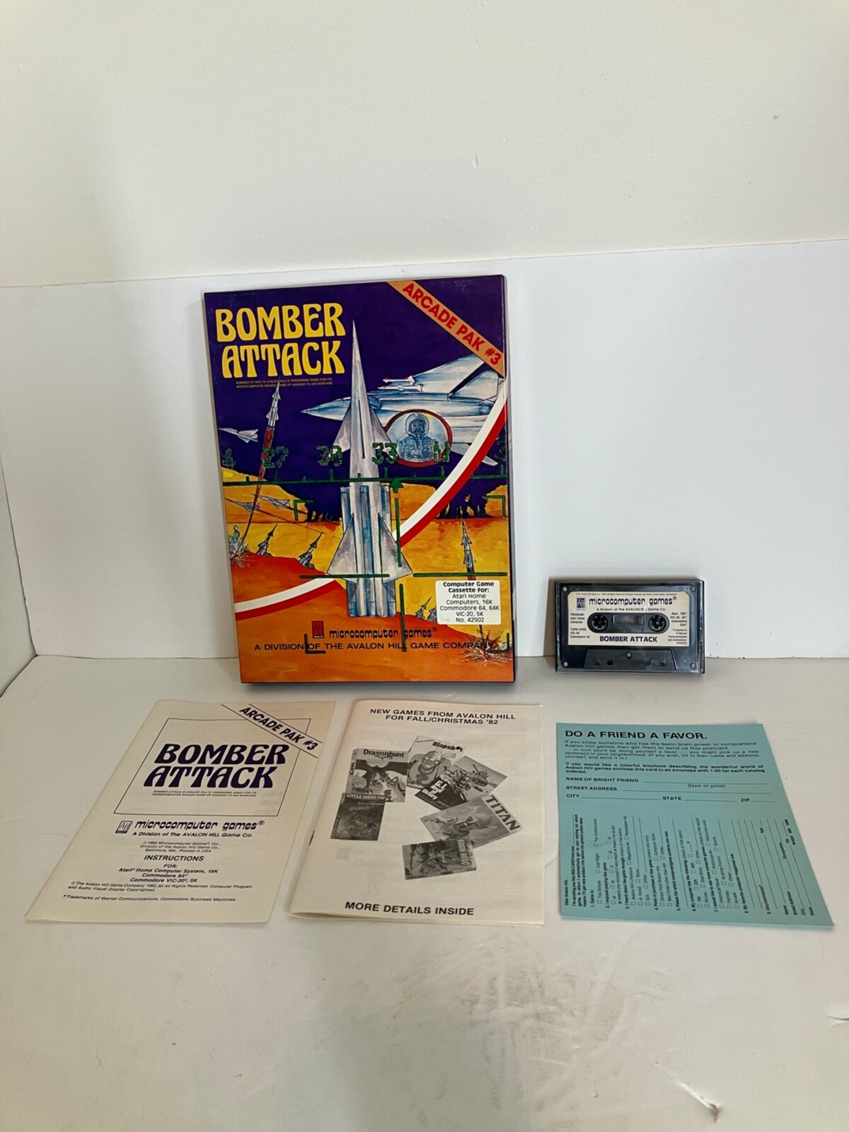 Bomber Attack Arcade Park 3 Atari 400 800 Apple II Cassette Tested Complete