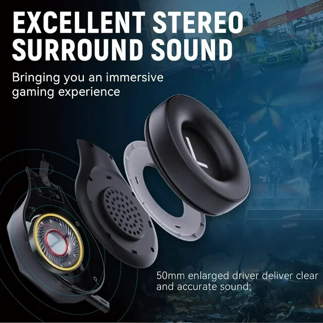 2.4G Wireless RGB Gaming Headset, Built-in Mic, PS5 PS4 PC Switch Xbox