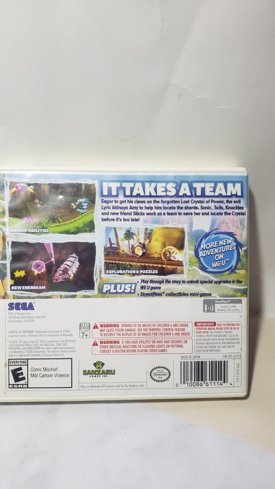 COMPLETE Sonic Boom: Shattered Crystal (Nintendo 3DS, 2014)