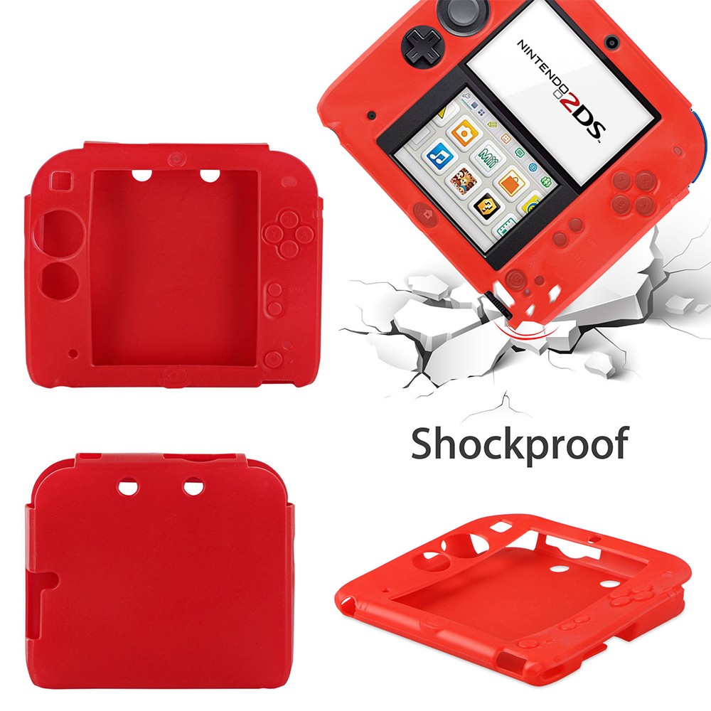 For Nintendo 2DS Protective Red Soft Silicone Rubber Gel Skin Case Cover Skin