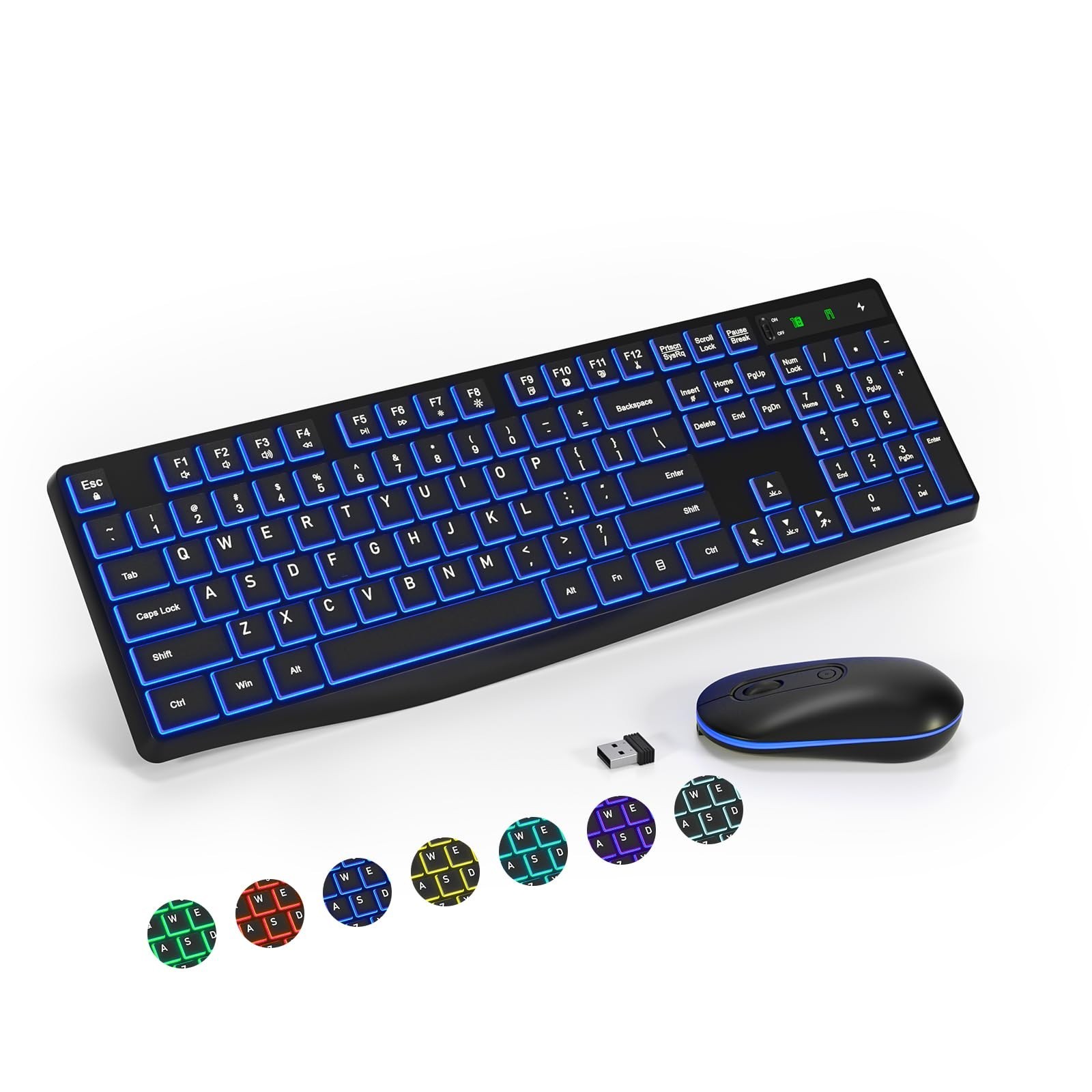 Wireless Keyboard and Mouse Combo, Lovaky 2.4G Full-Sized Ergonomic Keyboard …