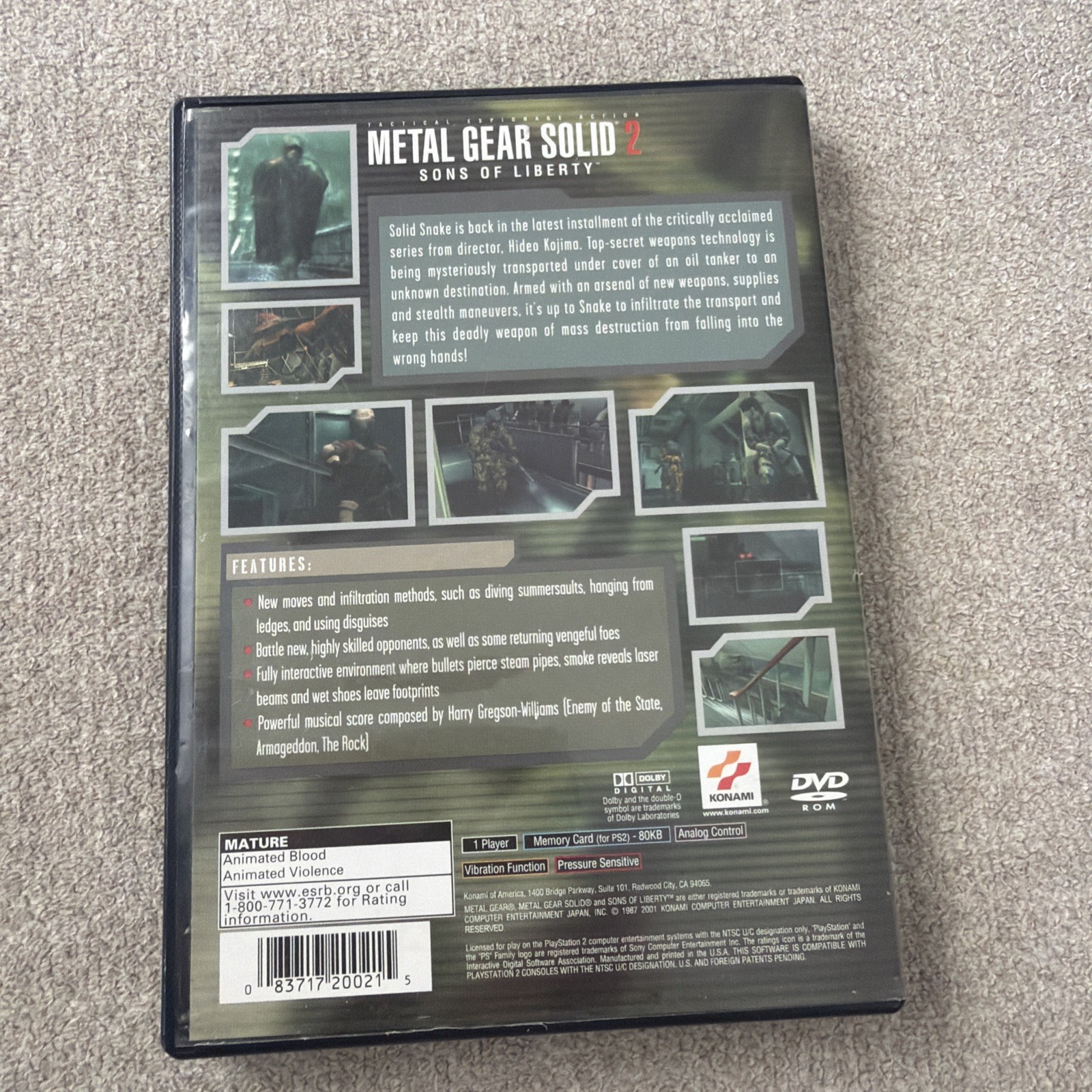 Metal Gear Solid 2: Sons of Liberty PlayStation 2 PS2 Complete CIB Tested Nice!