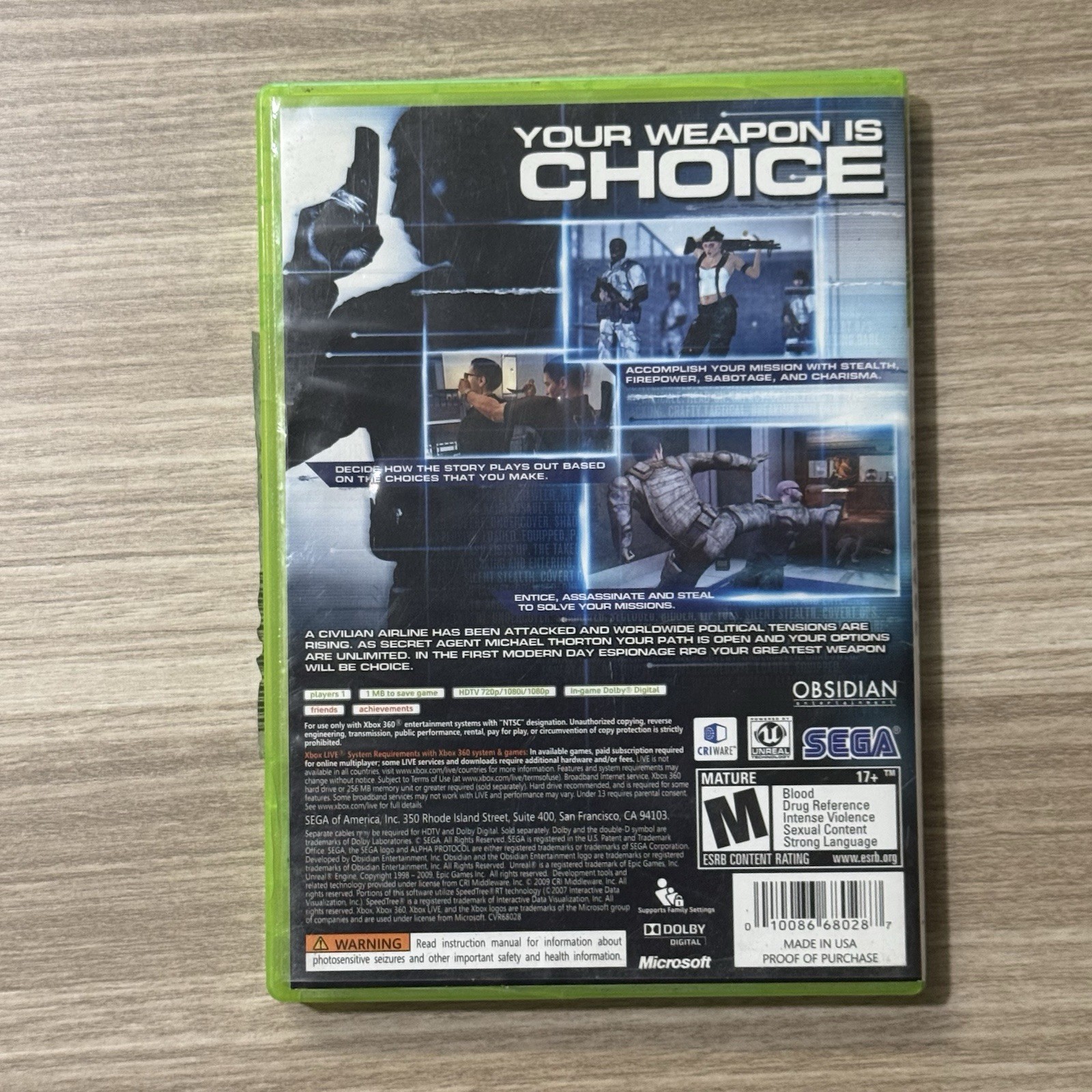Alpha Protocol (Xbox 360, 2010) CIB/Tested