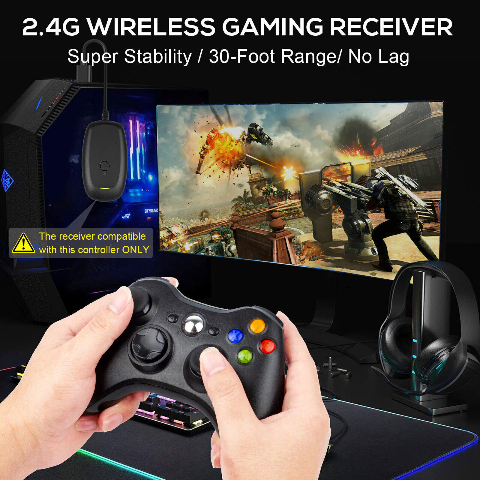 USB Wireless Game Controller Gamepad Joystick For Microsoft Xbox 360 PC Windows