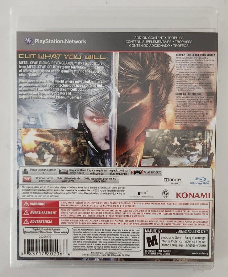 Metal Gear Rising: Revengeance PS3 Brand New Game (2013 Action)