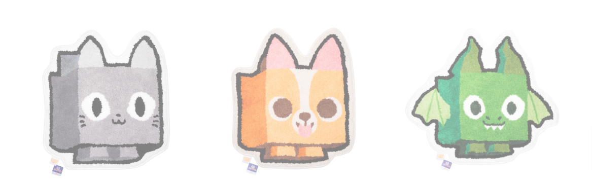 NEW IN HAND All 3 Big Games Pet Simulator Cat, Corgi & Dragon Rugs With Codes