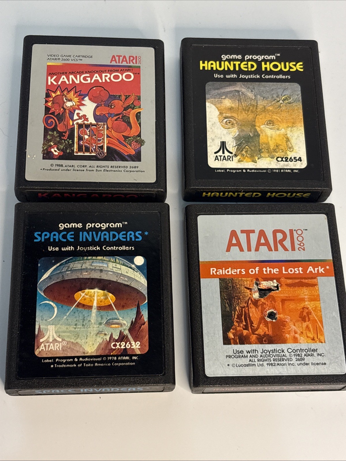 Atari 2600 Game Lot Space Invaders Raiders Lost Ark Haunted House Kangaroo