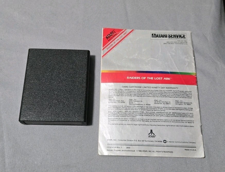 Rare Raiders of the Lost Ark (Atari 2600, 1982) Game Cartridge With Manual OOP