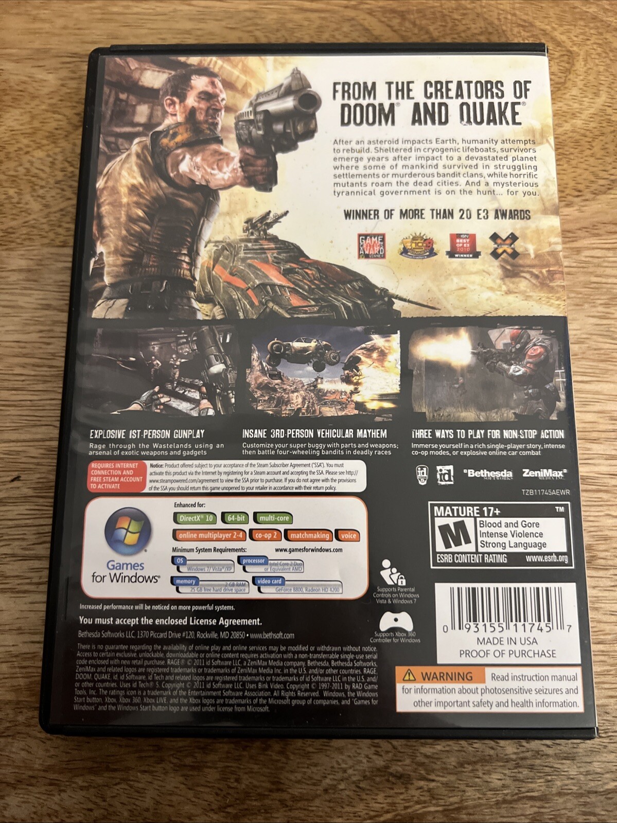 Rage Anarchy Edition Video Game Pc Cd- ROM Win M-Mature