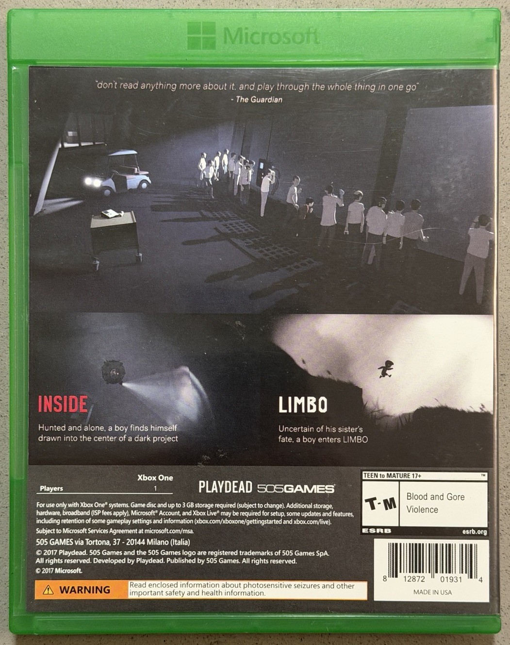 Inside / Limbo (Microsoft Xbox One, 2017) – Complete