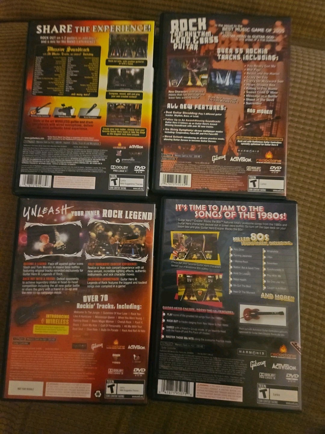 Guitar Hero 2 3 Rocks the 80’s World Tour PlayStation 2 PS2 Game Lot of (4)