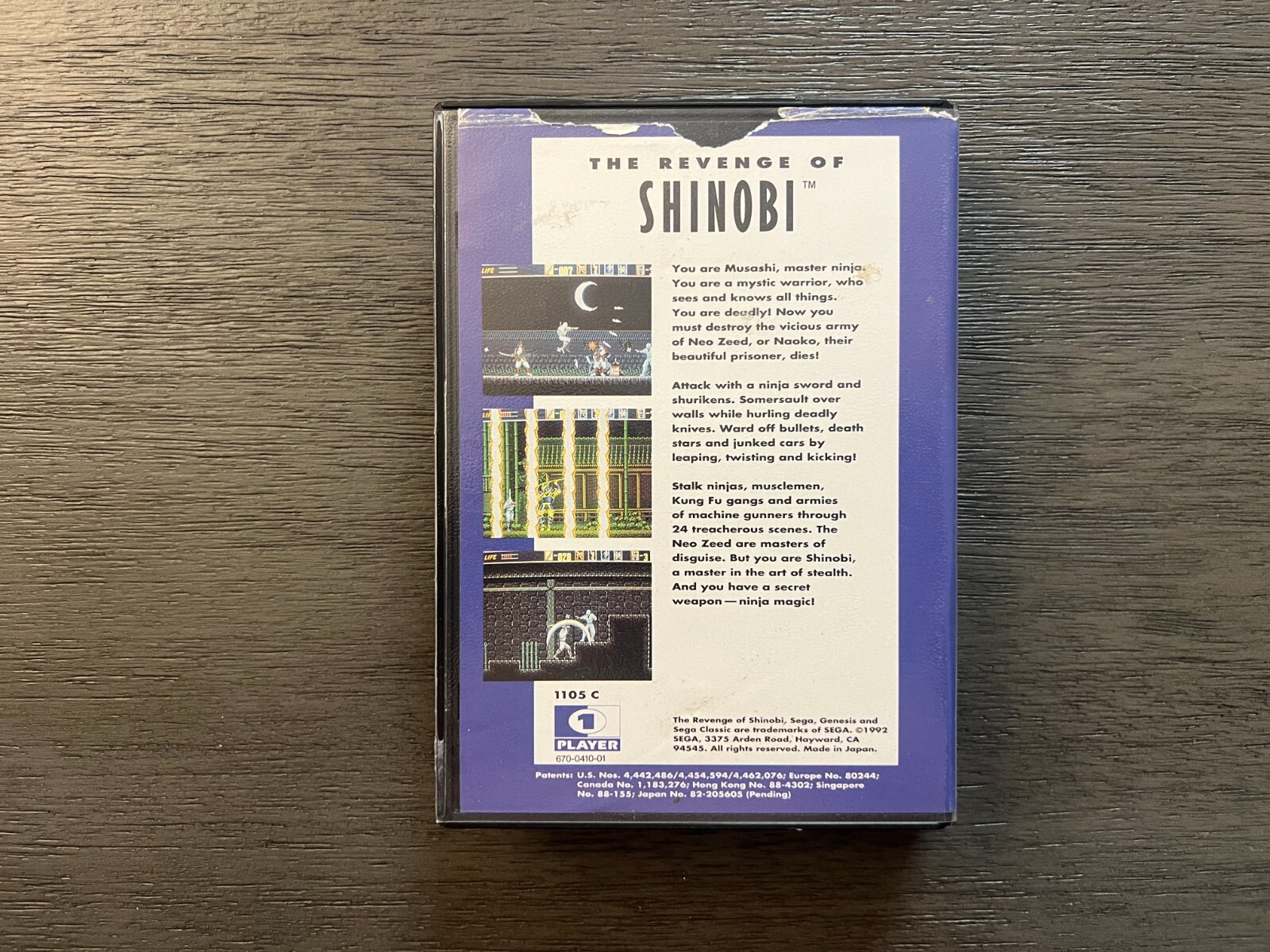 The Revenge Of Shinobi For Sega Genesis. Classic Side Scrolling Ninja Action