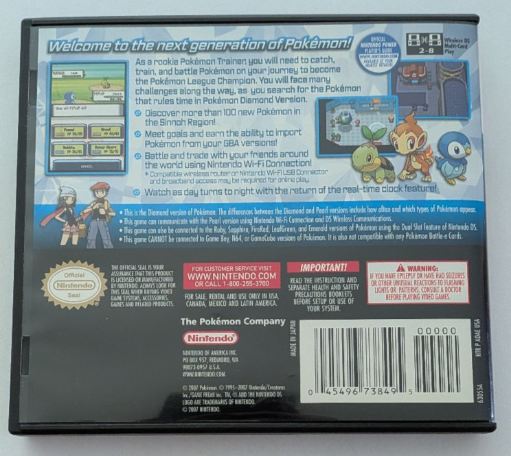 Pokemon Diamond – Nintendo DS | CIB w/ insert | Authentic & Tested!