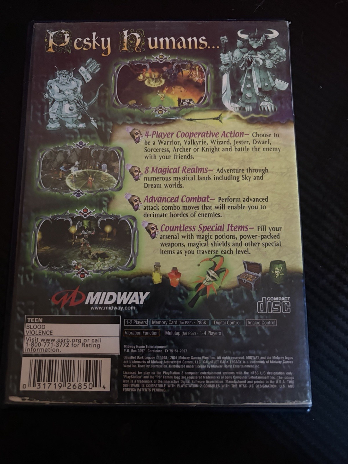 Midway Gauntlet: Dark Legacy PS2 game Multiplayer Manual Included NTSC-U/C 2001