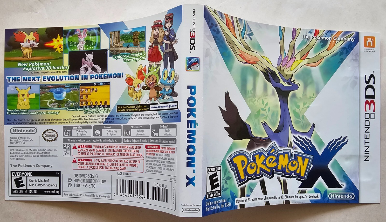 Pokemon X 3DS (Nintendo 3DS, 2013) Case and Cover Art Only, No Game