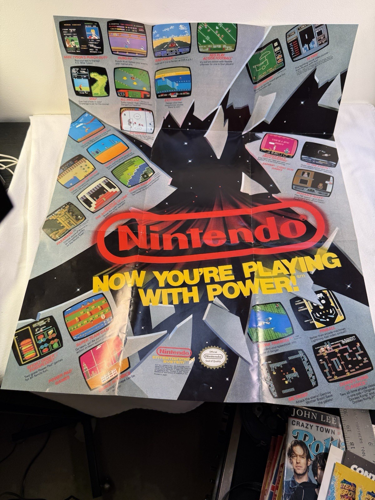 Now Your Playing With Power Original Nintendo Console NES Poster +Promotional
