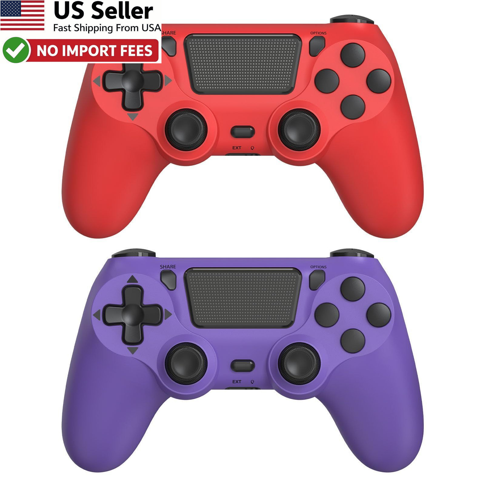 Wuthur 2 Pack Wireless Controller For PS4 Pro Slim Purple Red Gamepad FROM USA