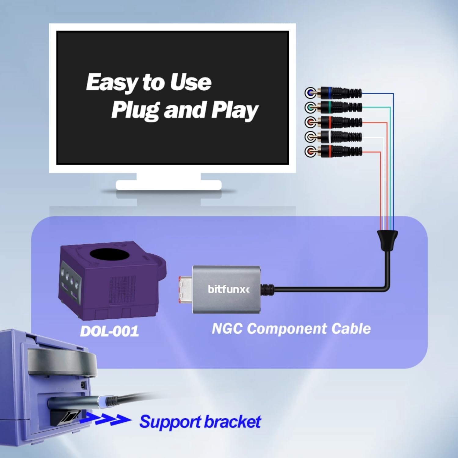 Game cube Component Cable Adapter – Supports RGBS/VGA to Component Video (3RCA)
