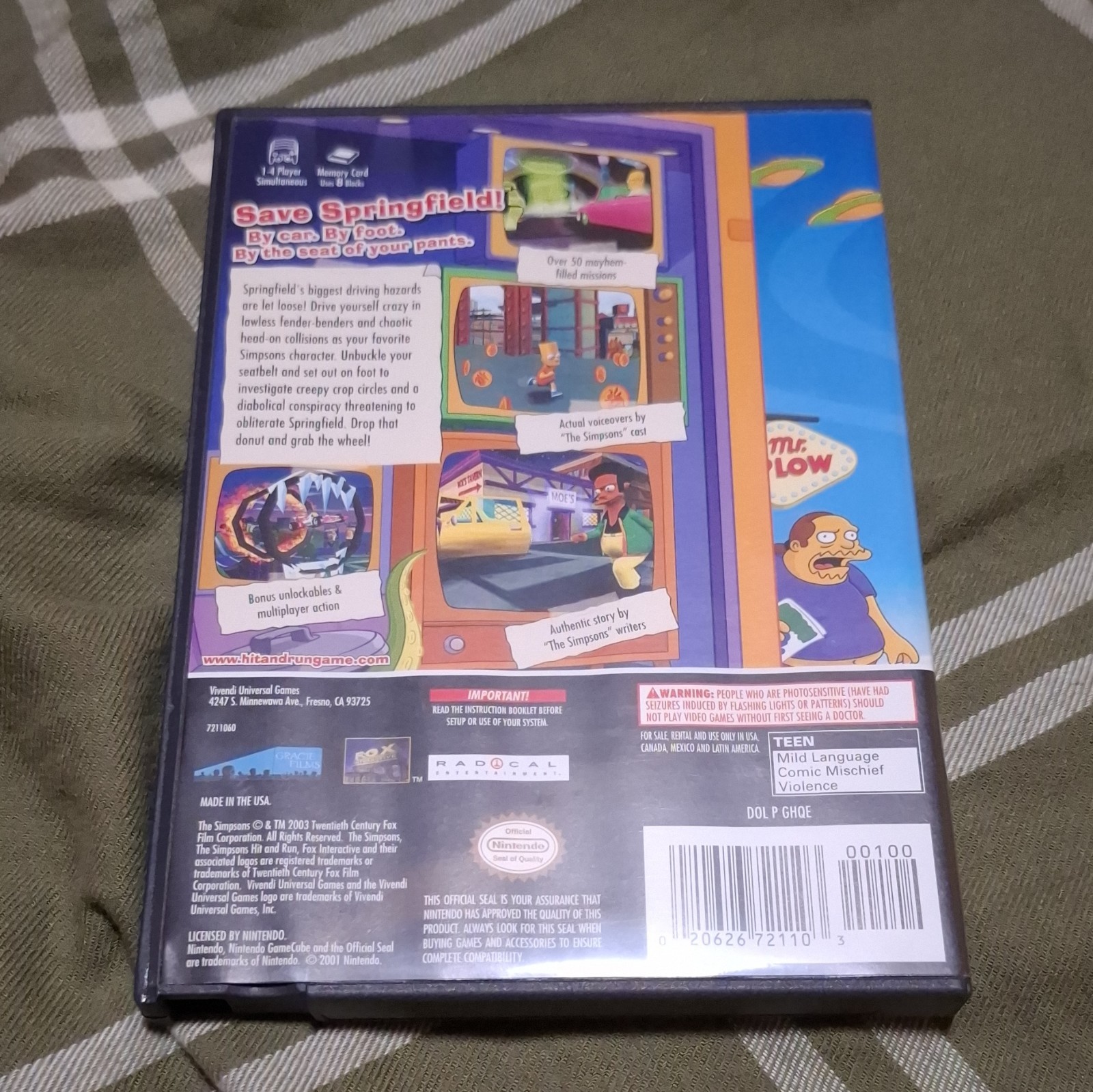Vivendi The Simpsons: Hit & Run Nintendo GameCube Manual Included T NTSC 2003