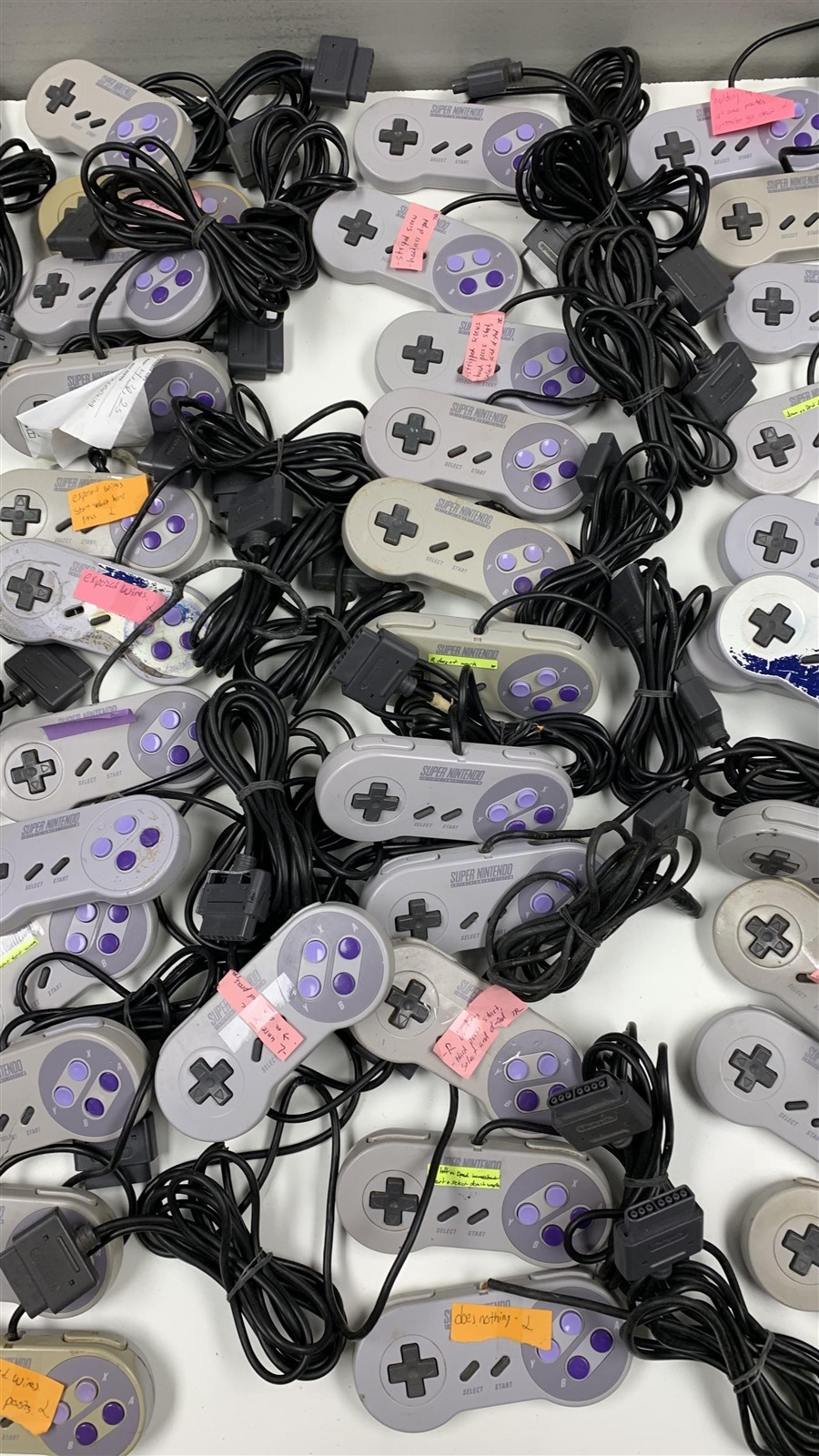 Bulk Lot 50 Nintendo SNES Controllers OEM SNS-005 Damaged Not Working Repair