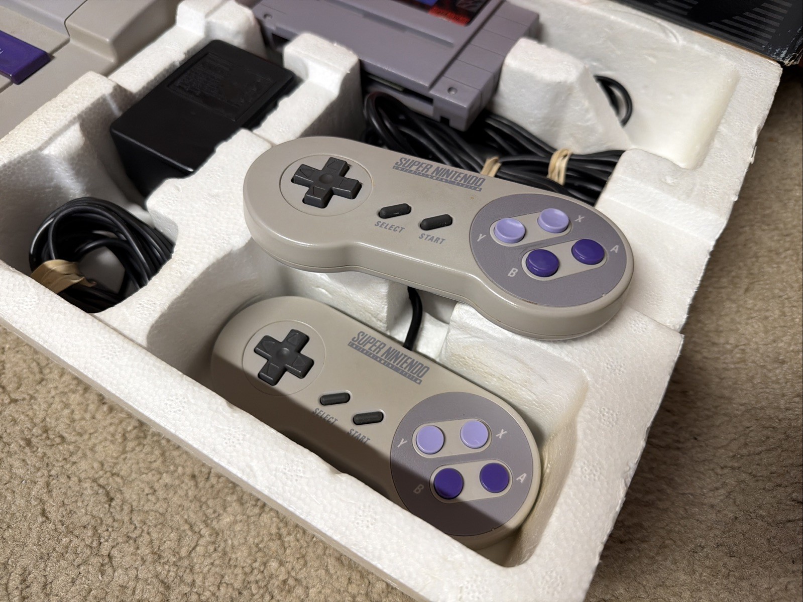 Super Nintendo Super Set Console Box Controllers Game. •READ DESCRIPTION!• SNES