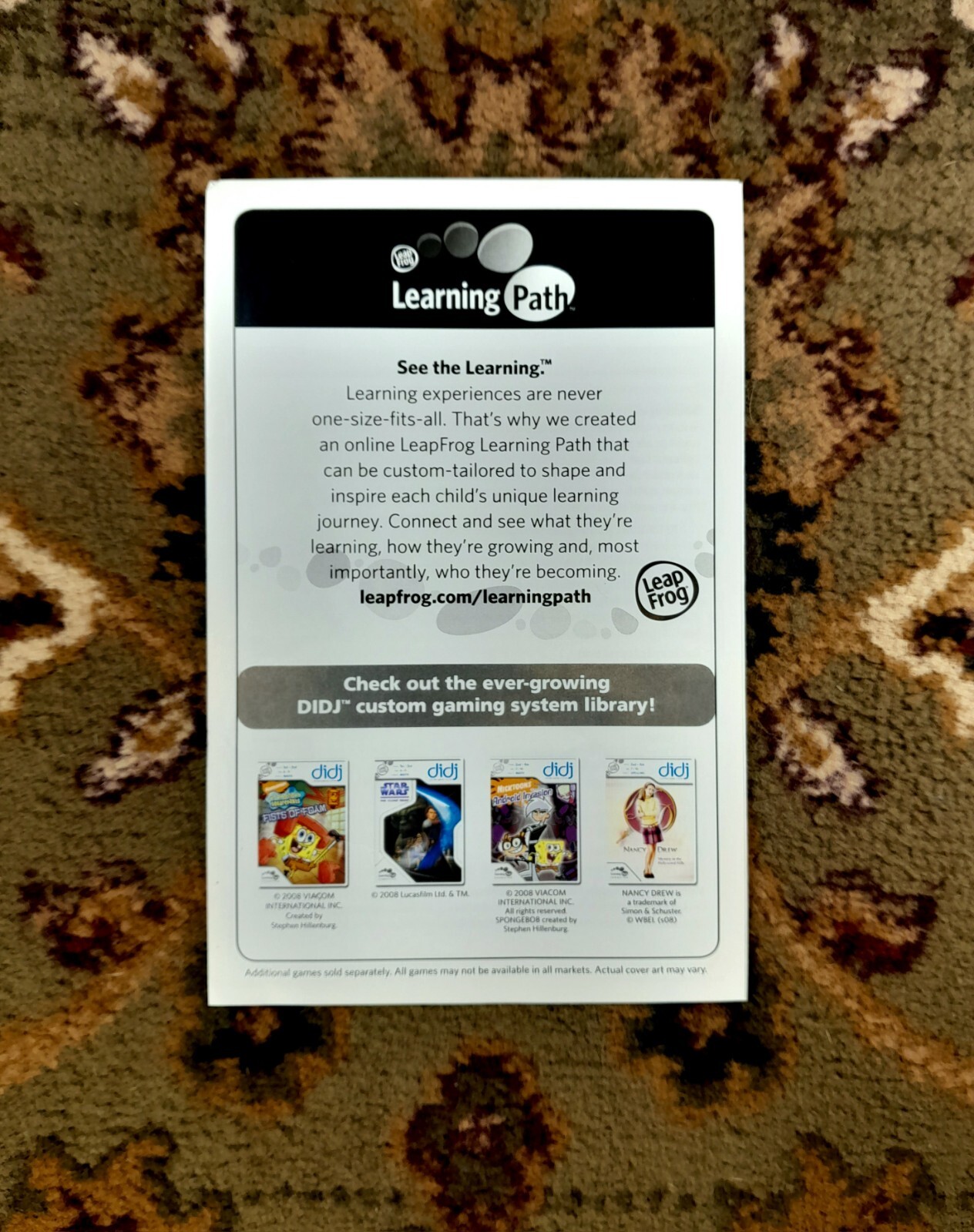 Product Guide and Instructions LeapFrog Learning Path, didj Cutom Game System