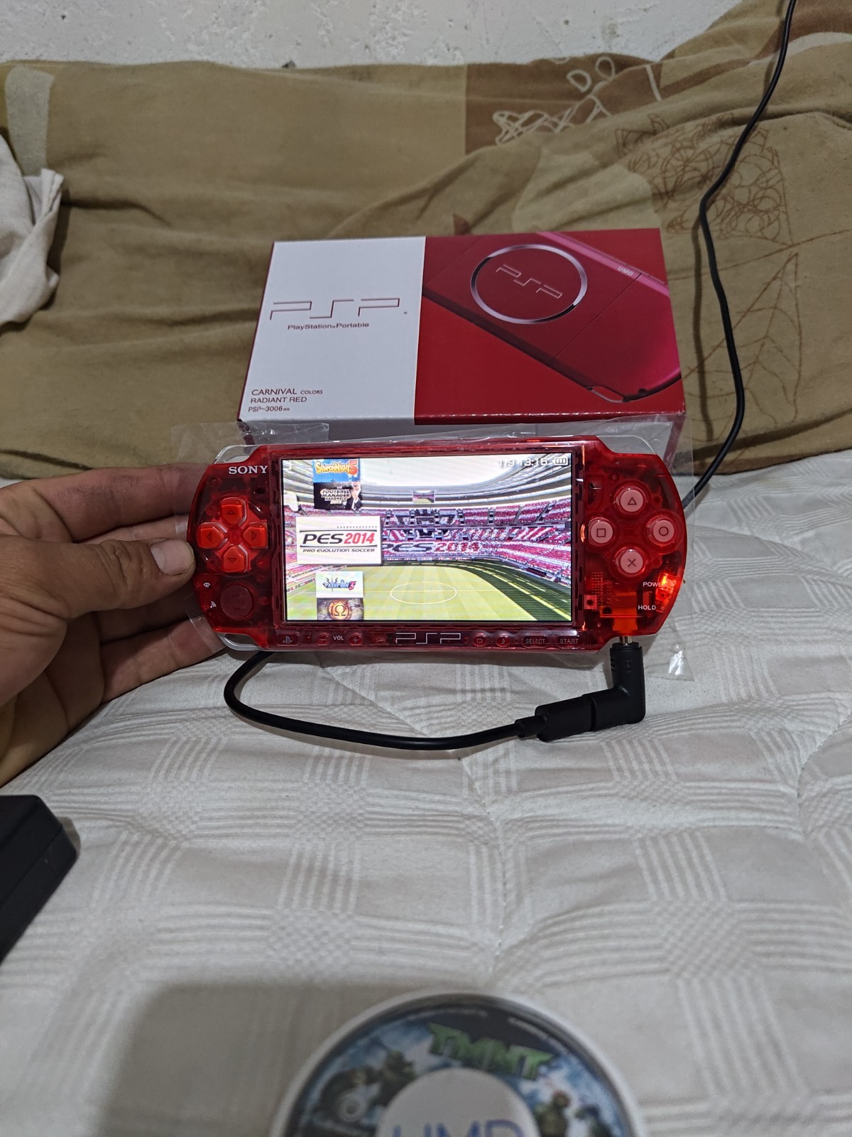 Sony PSP 3000 transparent red with 32 GB games USB-C adapter