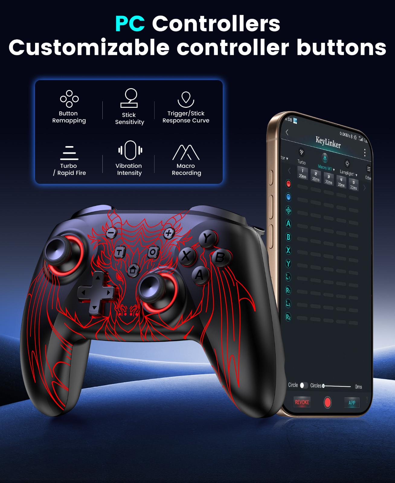 Wireless PC Controller-Bluetooth Controller for Nintendo Switch/OLED,iOS,Android