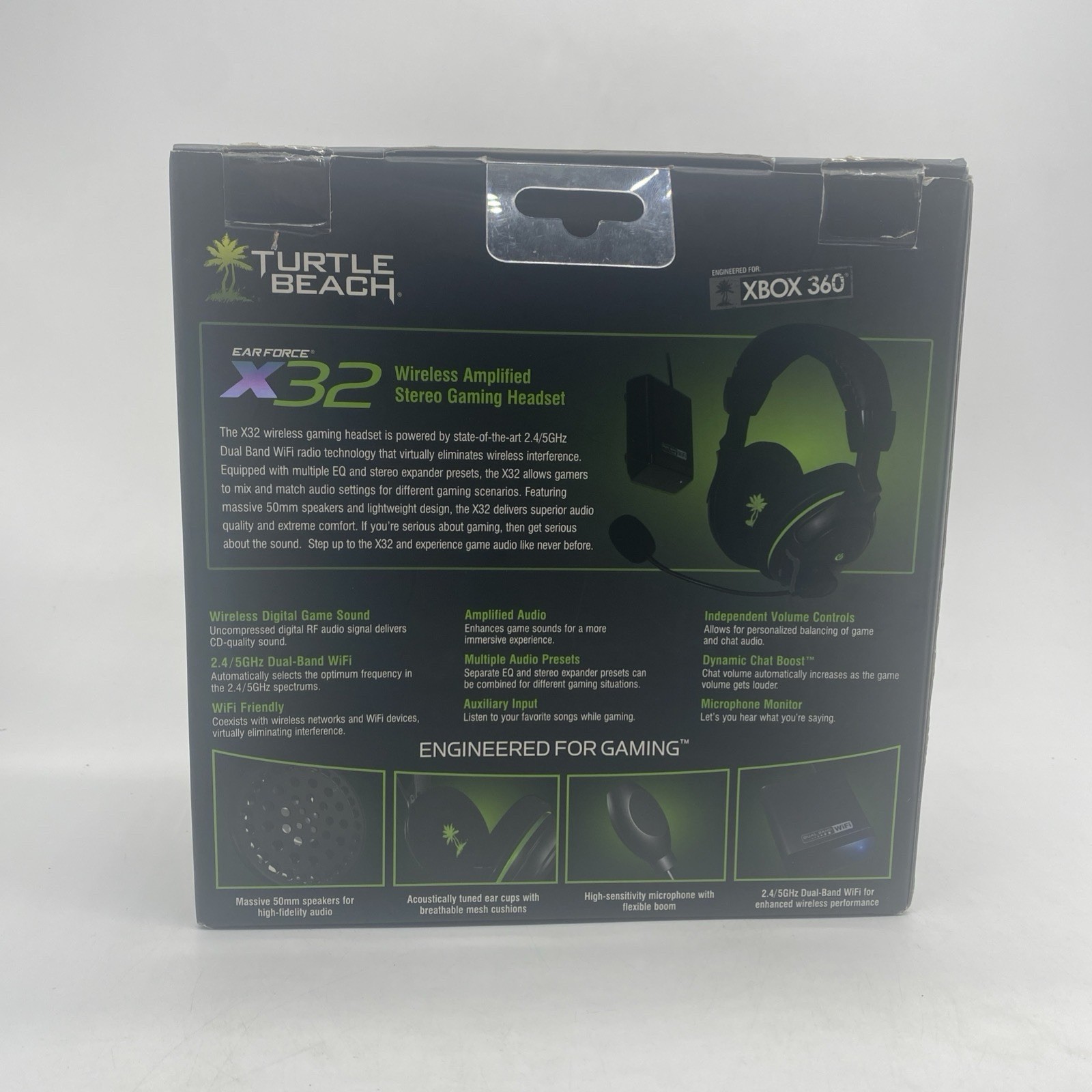 Turtle Beach Ear Force X32 Black Green Headset Microsoft Xbox 360 Missing WiFi