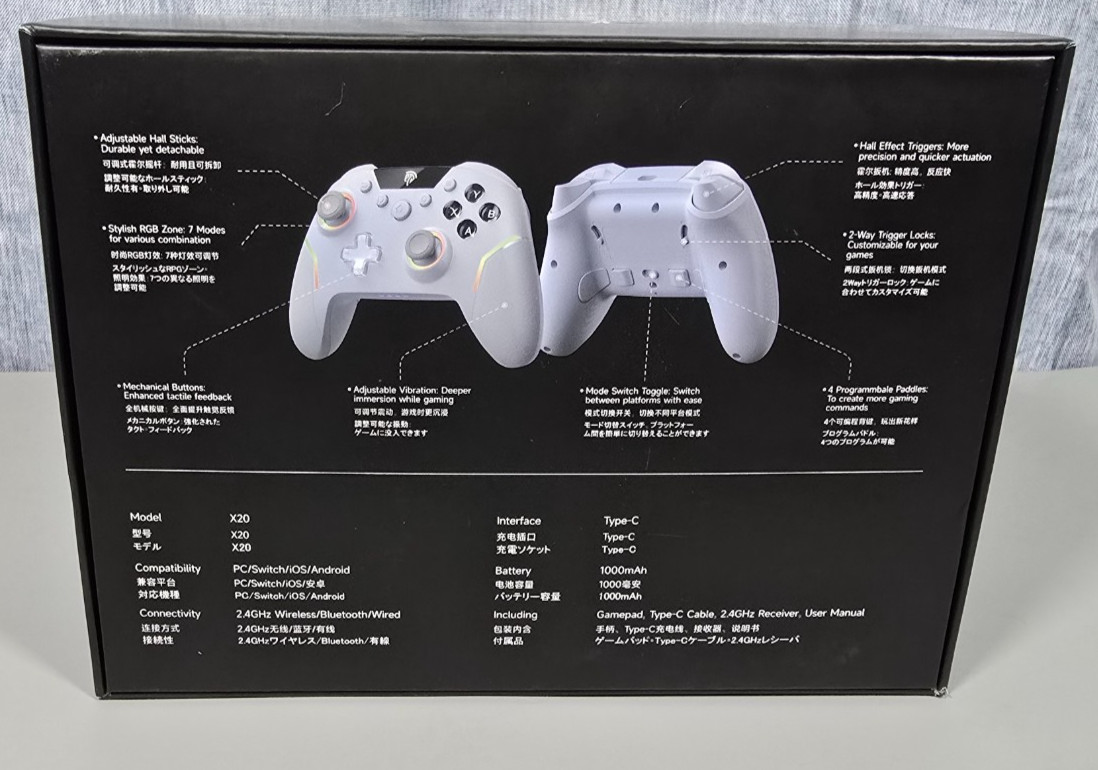 EasySMX X20 Wireless Gaming Controller w/ RGB Backlit, PC/Switch/Android/Steam