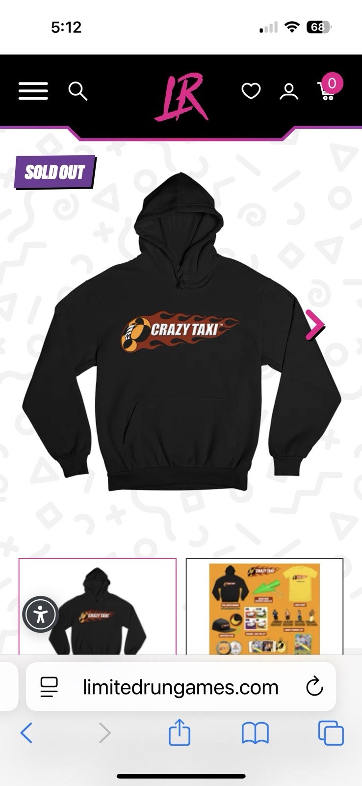 CRAZY TAXI PULLOVER HOODIE LIMITED RUN GAMES SEGA DREAMCAST HOODY MEN’S LARGE
