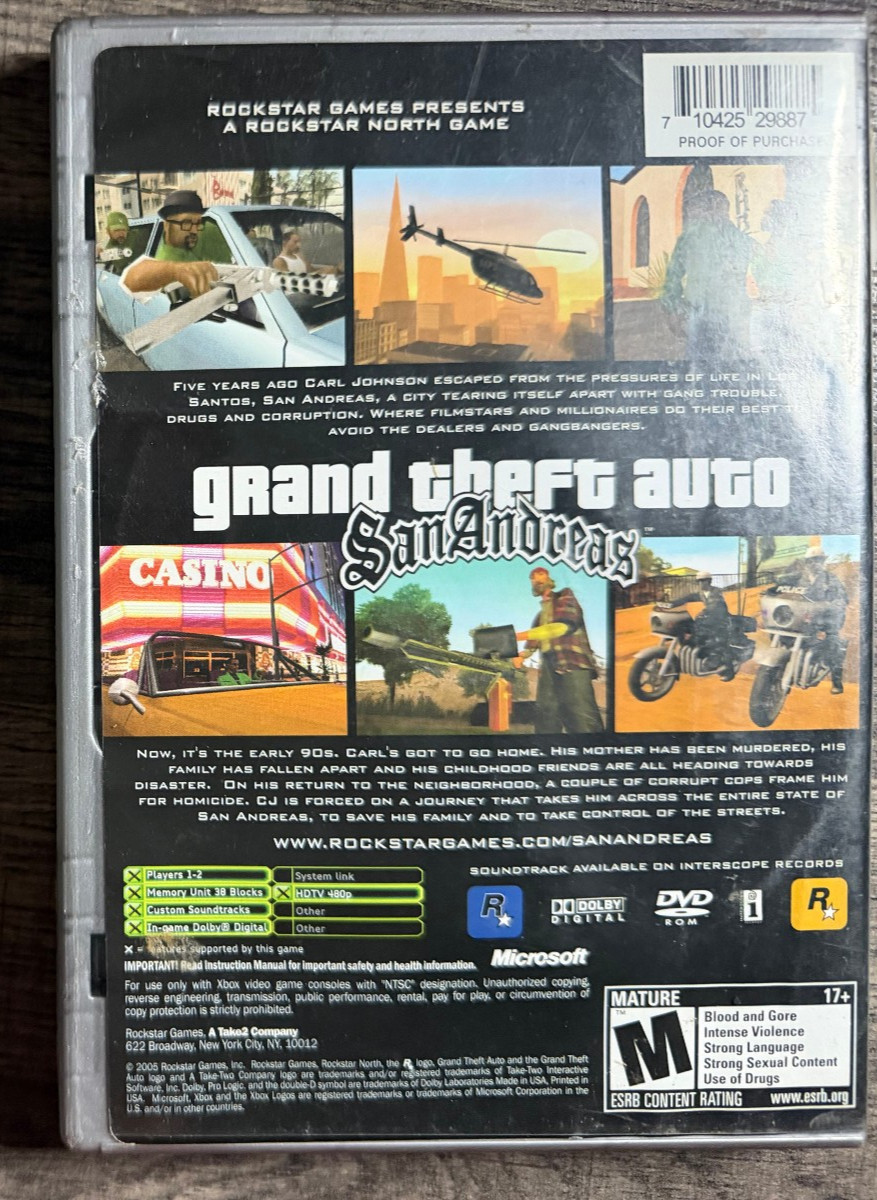 Grand Theft Auto San Andreas (Original Xbox) Plays on Xbox 360 One Series X BC