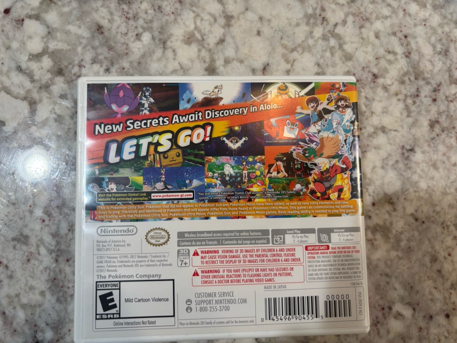 Pokémon Ultra Sun Nintendo 3DS Cartridge w/ Case E Rated NTSC-U/C 2017
