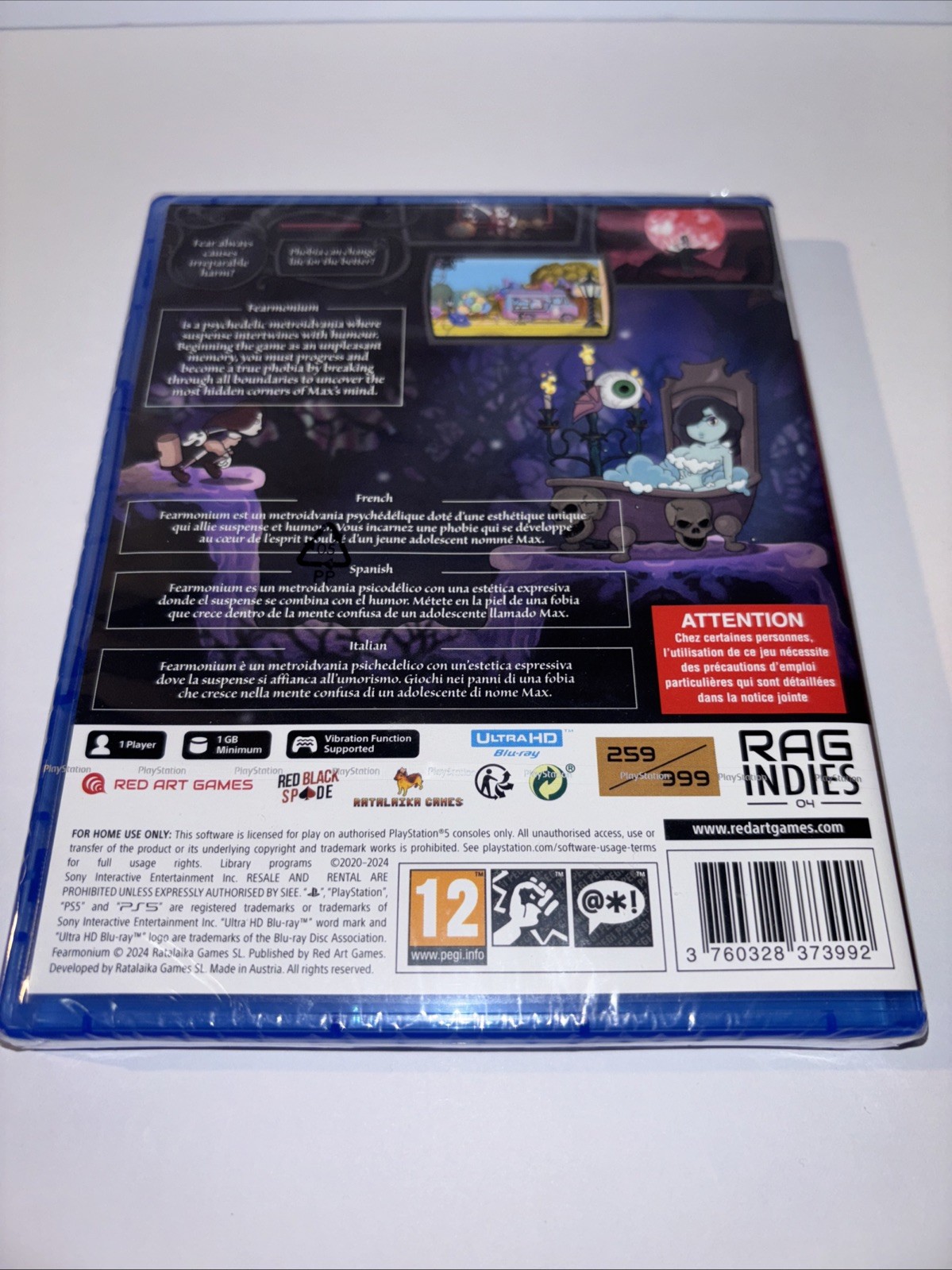 FEARMONIUM PS5 METROIDVANIA CUPHEAD STYLE RED ART GAMES #259 OF 999 BRAND NEW!