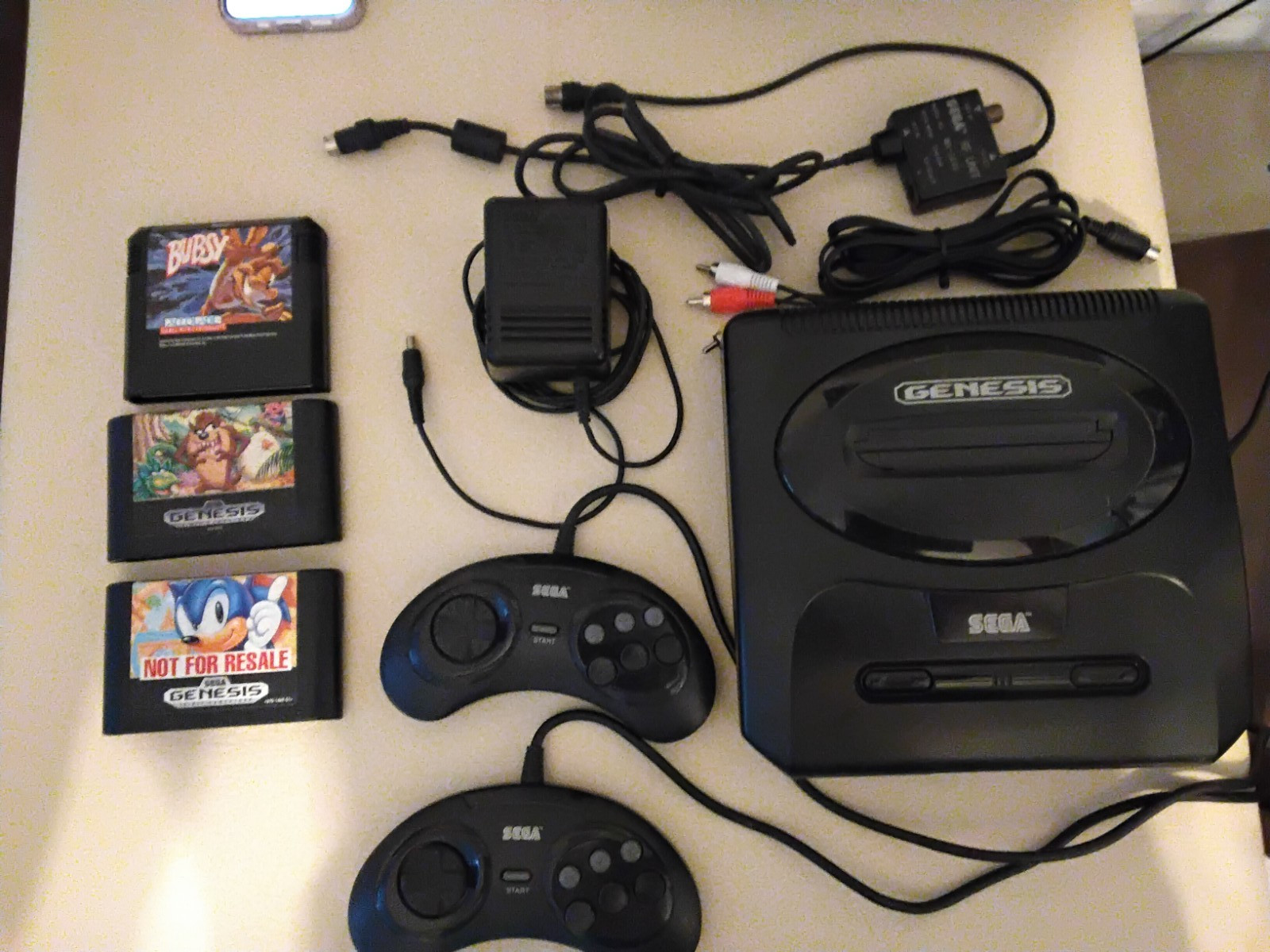 Sega Genesis Model 2 MK-1631 Console 2 OEM 6 Button Controllers Power Supply +