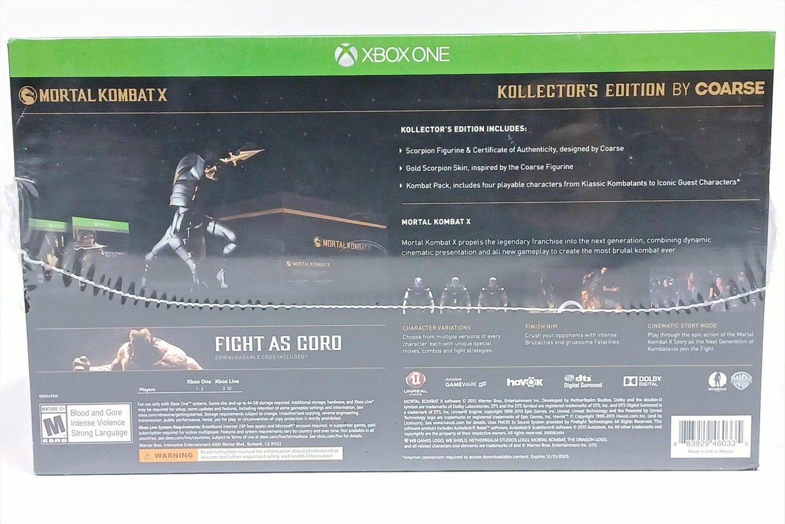 Mortal Kombat X Kollector”s Coarse Edition Xbox One, (Brand New Factory Sealed