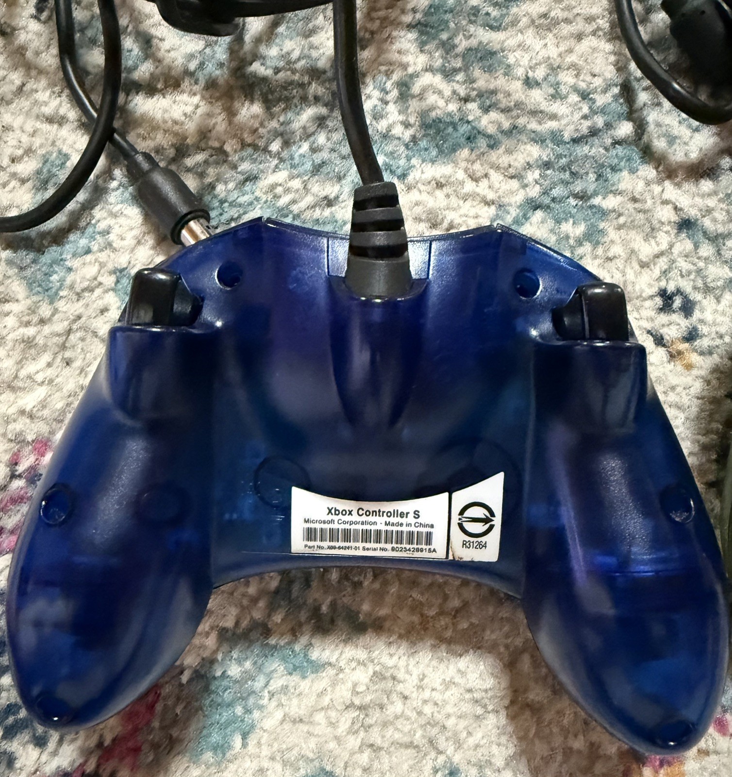 2 Original Xbox OEM S Type Wired Controllers Translucent Blue & Green- Tested