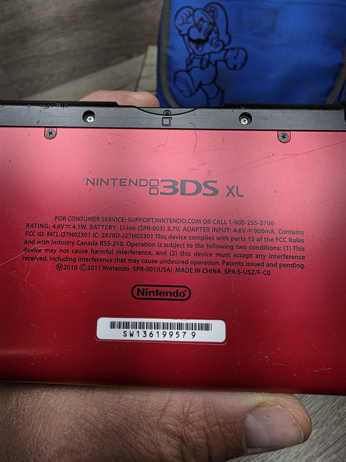 Nintendo 3DS XL SPR-001 Handheld Console Flame Red & Black with Carrying Case