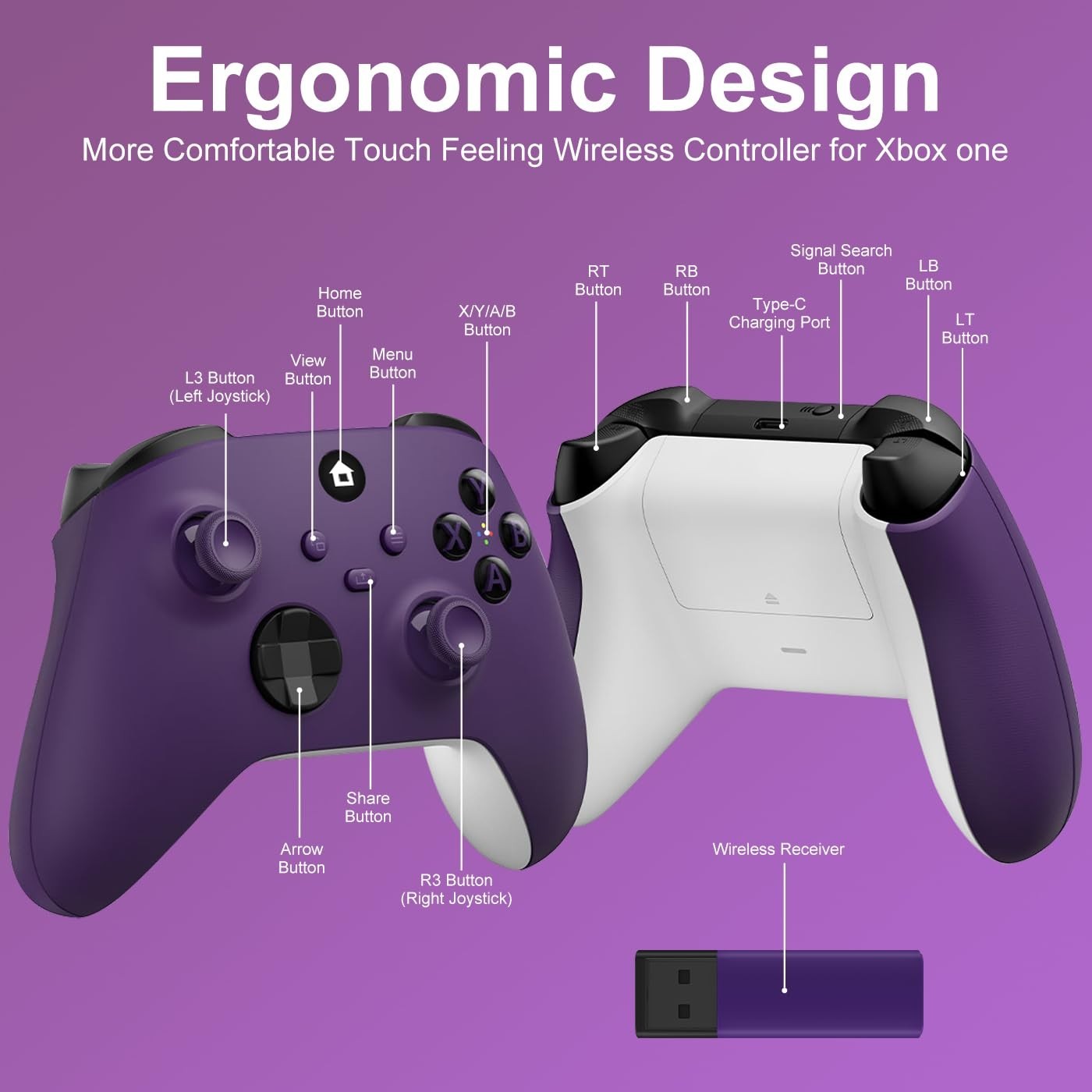 Purple Xbox One Wireless Controller with 3.5mm Jack – Perfect for Gaming Thrills