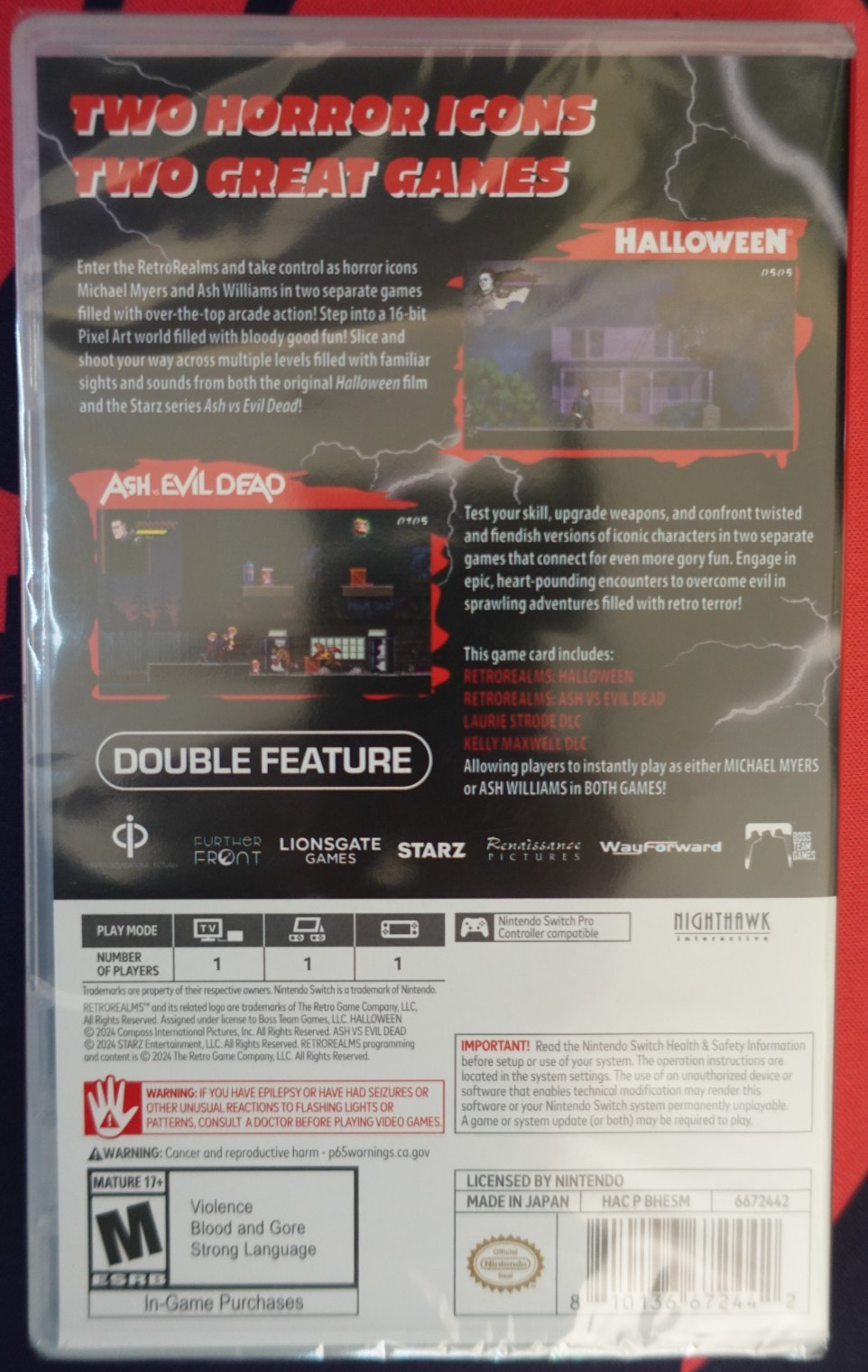 NEW sealed RETROREALMS Double Feature HALLOWEEN Ash vs Evil Dead NINTENDO SWITCH