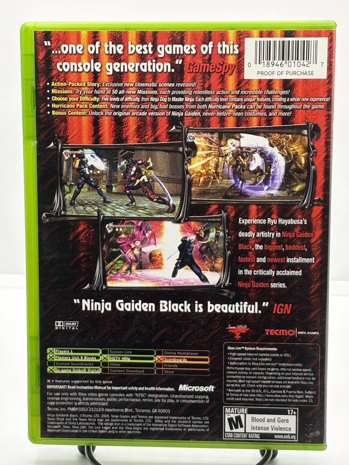 Ninja Gaiden Black (Xbox) COMPLETE CIB w/ Registration Card NTSC *1 OWNER!*