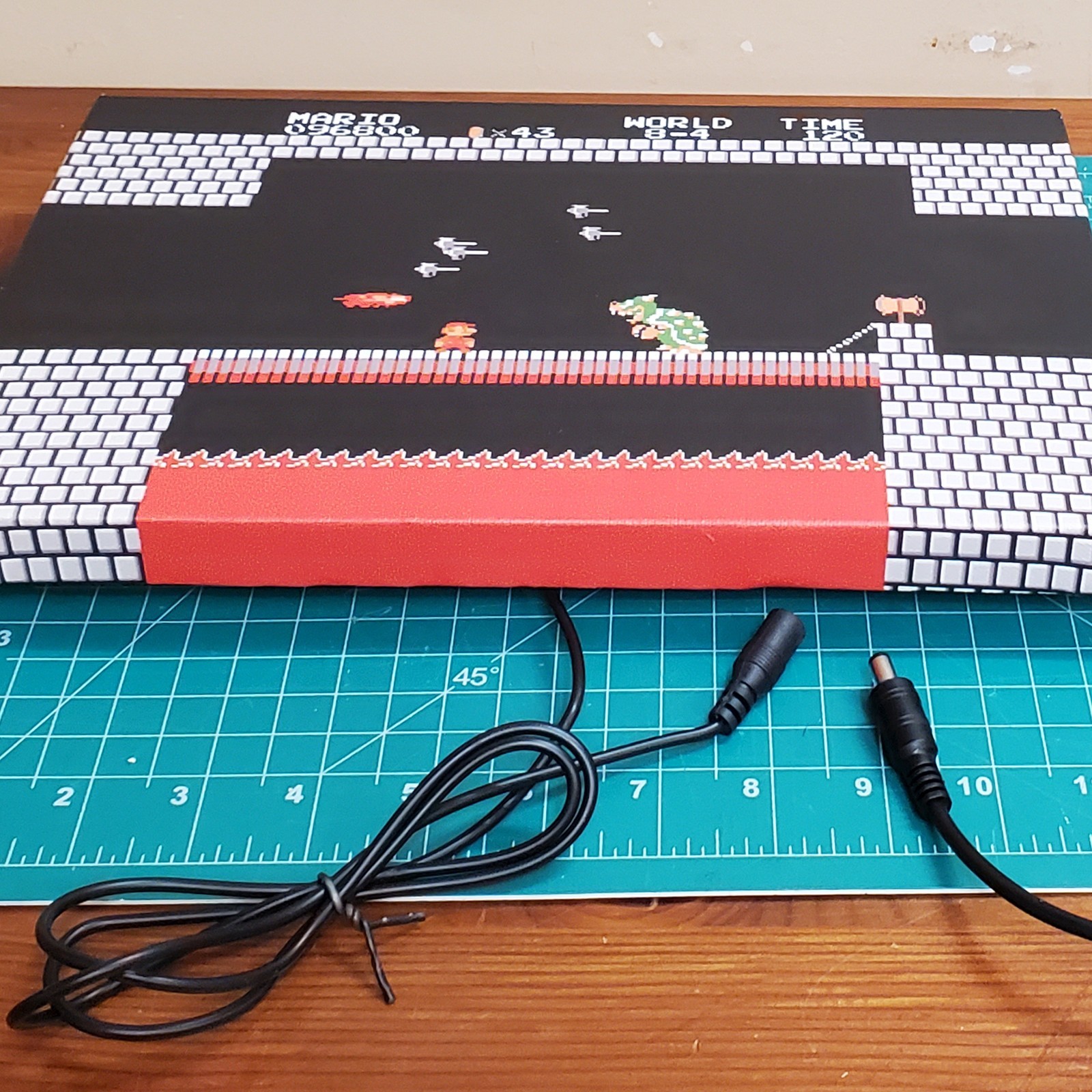 Mario vs Bowser backlit with LEDs custom wrapped canvas 8×12″ game room gift NES