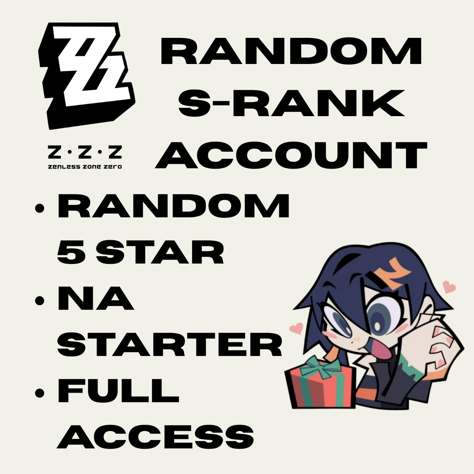 ✅ZENLESS ZONE ZERO ACCOUNT‼️RANDOM S-RANK⭐️1.0 TO CURRENT🔥NA🌎STARTER ACCOUNT