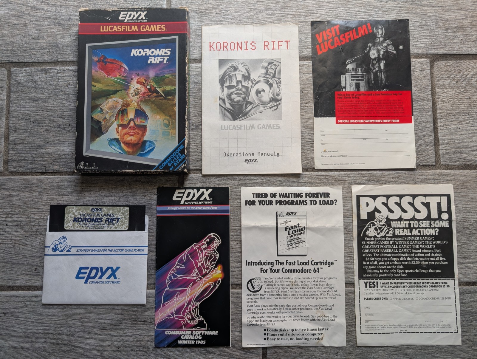 KORONIS RIFT – Commodore 64 & Atari – Complete & Fully Tested – LucasFilm EPYX