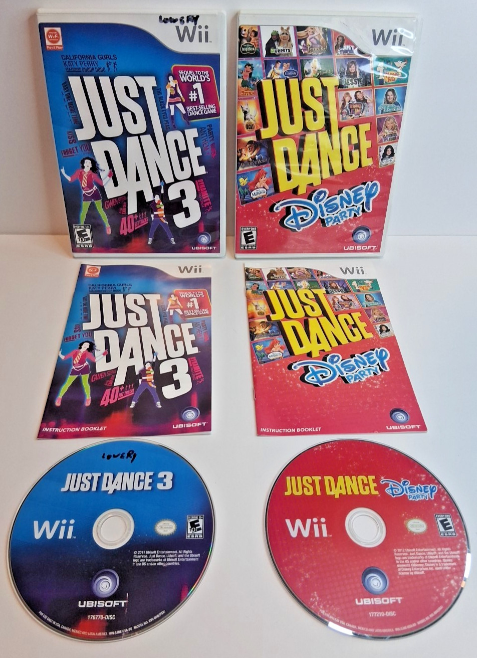 Just Dance 3 & Disney Party Nintendo Wii Complete With Manual CIB-Tested