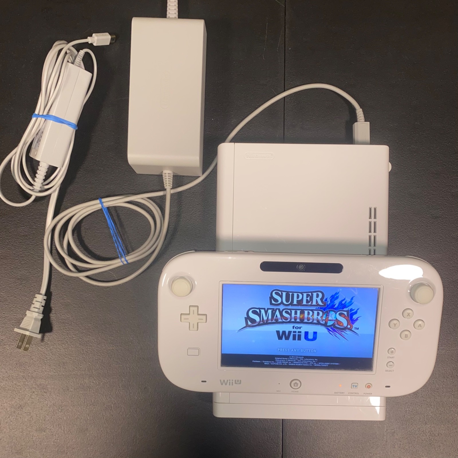 Nintendo Wii U White 8GB Console Bundle w/ GamePad Smash Bros HDMI Tested OEM