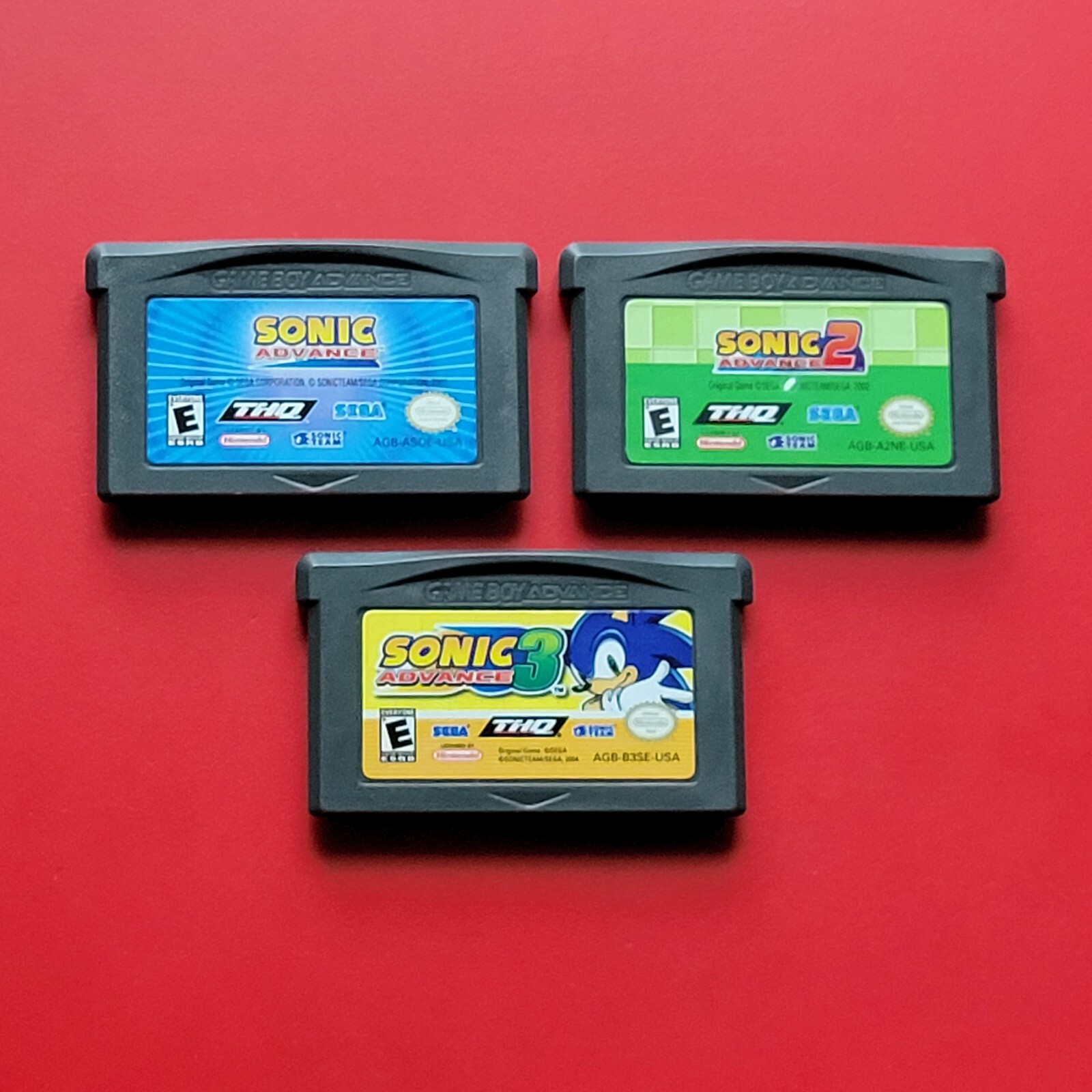 Lot 3 Sonic Game Boy Advance THQ Games Sonic 1 2 3 *Authentic & Saves* Nice