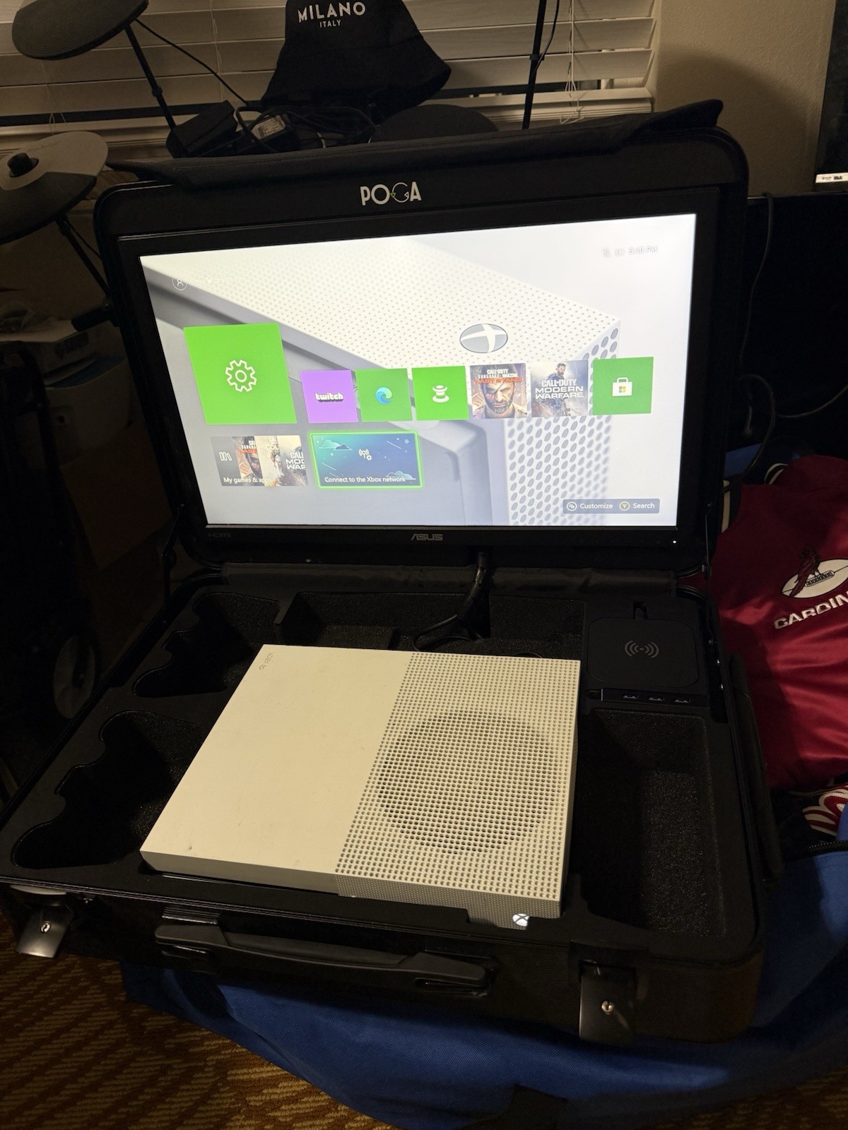 POGA Hard Shell Case w/ Built-in Monitor, USB Ports for PS4,PS5/Xbox One S