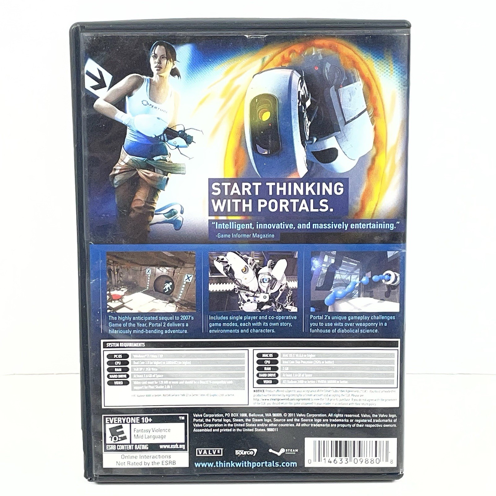 Portal 2 for Windows and Macintosh DVD-ROM Software Game